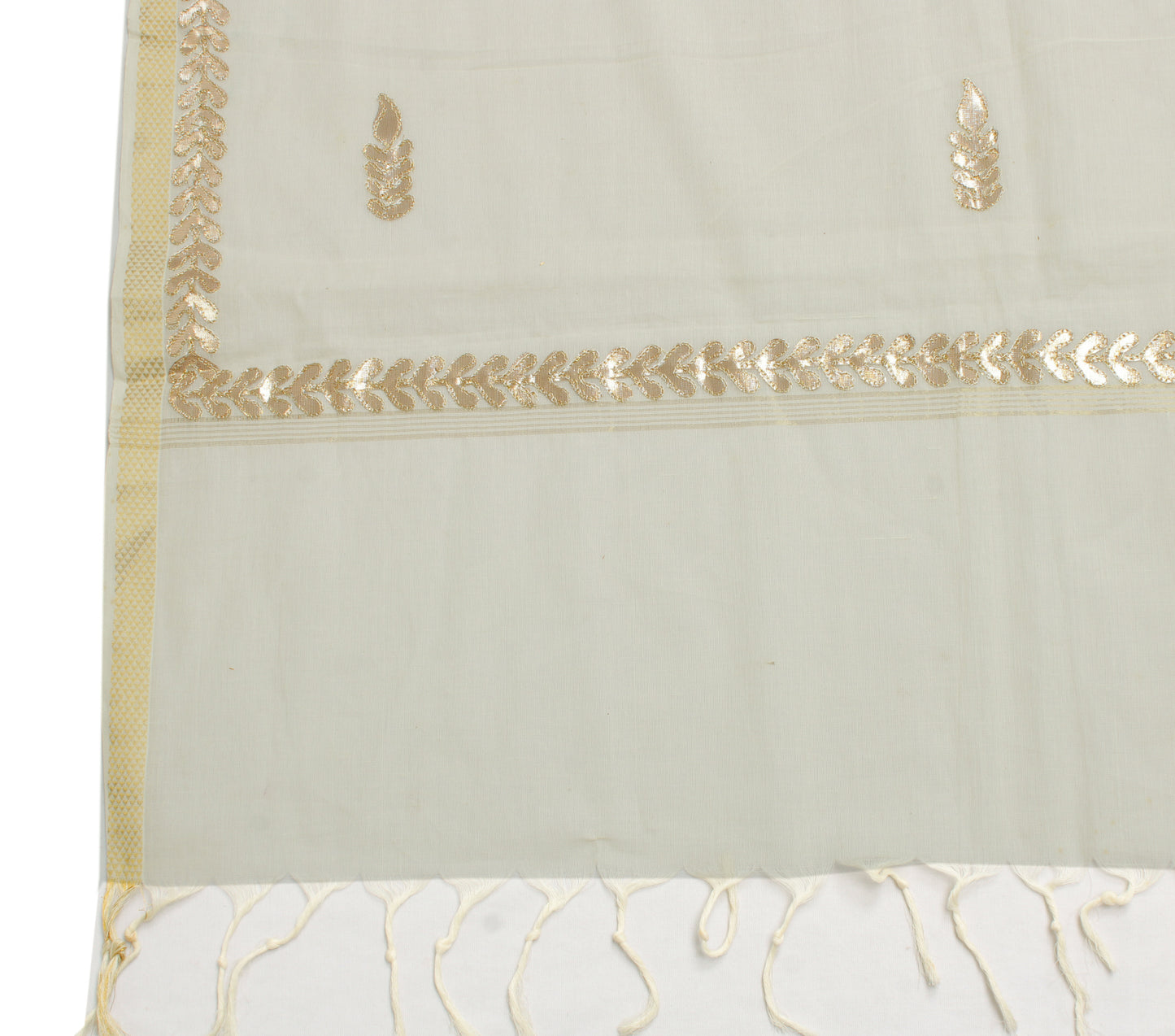 Sushila Vintage Cream Indian Dupatta 100% Pure Cotton Long Stole Scarves Hijab