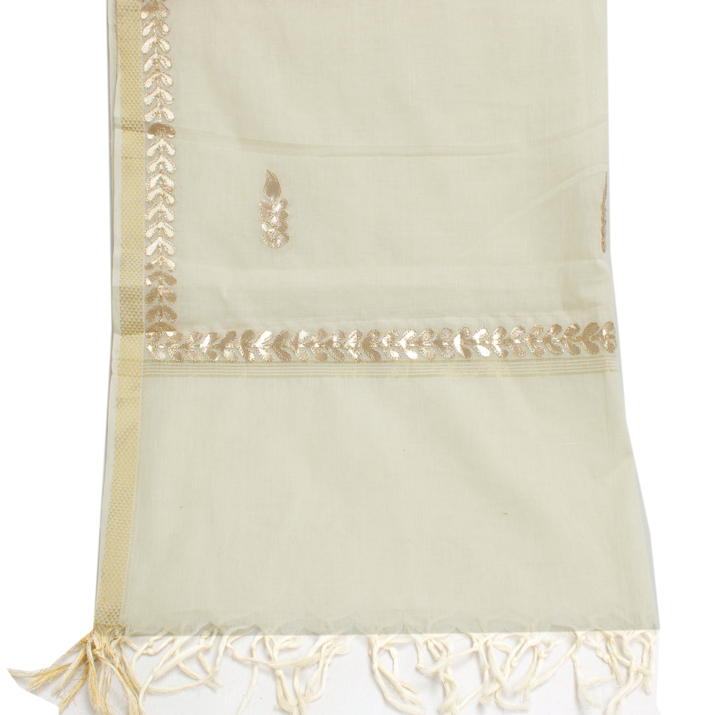 Sushila Vintage Cream Indian Dupatta 100% Pure Cotton Long Stole Scarves Hijab