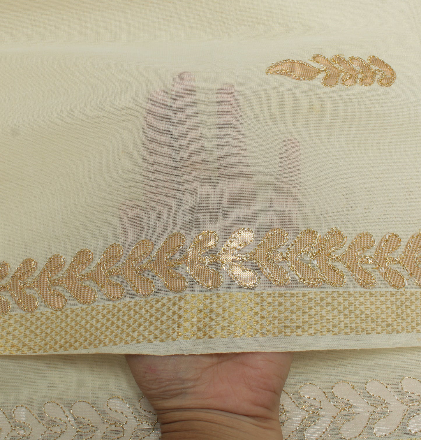 Sushila Vintage Cream Indian Dupatta 100% Pure Cotton Long Stole Scarves Hijab