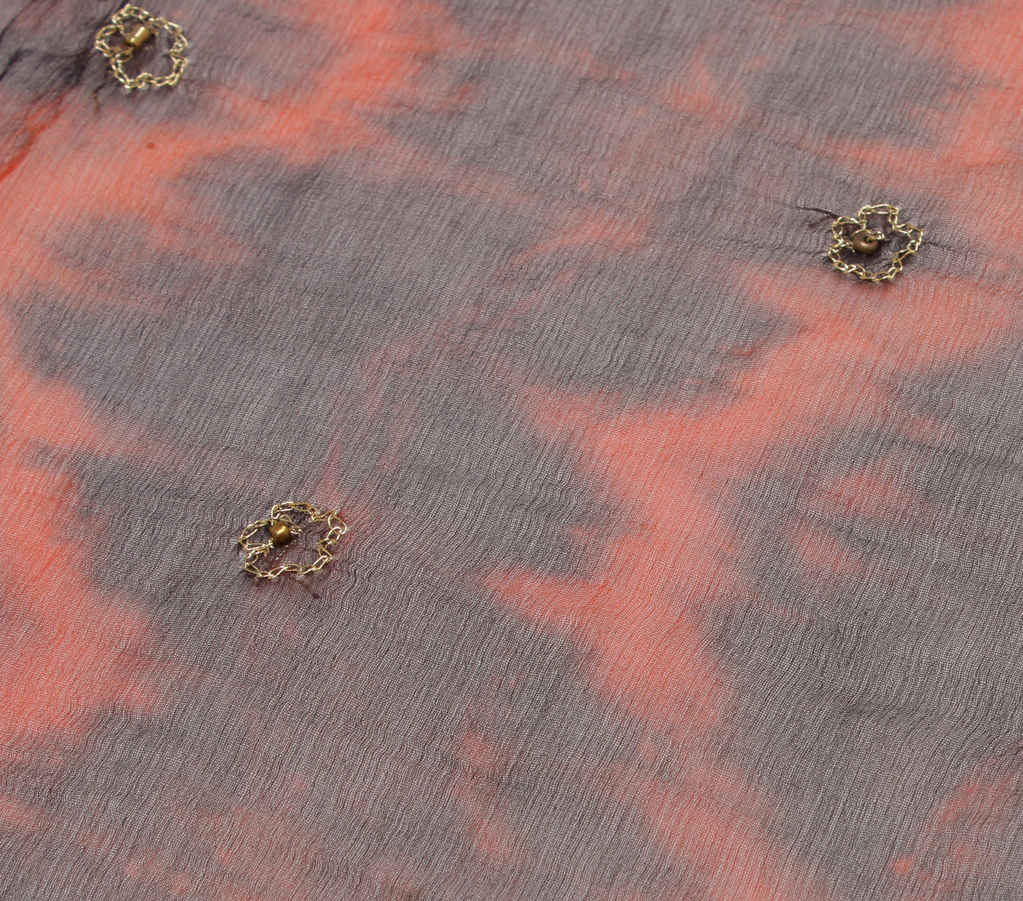 Sushila Vintage Indian Tie-Dye Dupatta Pure Chiffon Silk Embroidered Long Stole