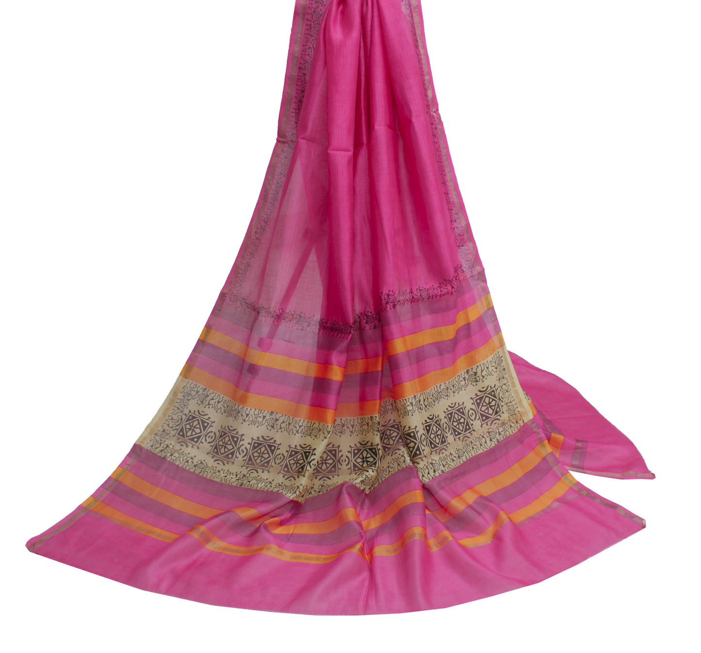 Sushila Vintage Pink Indian Dupatta 100% Pure Cotton Long Stole Hijab Scarves