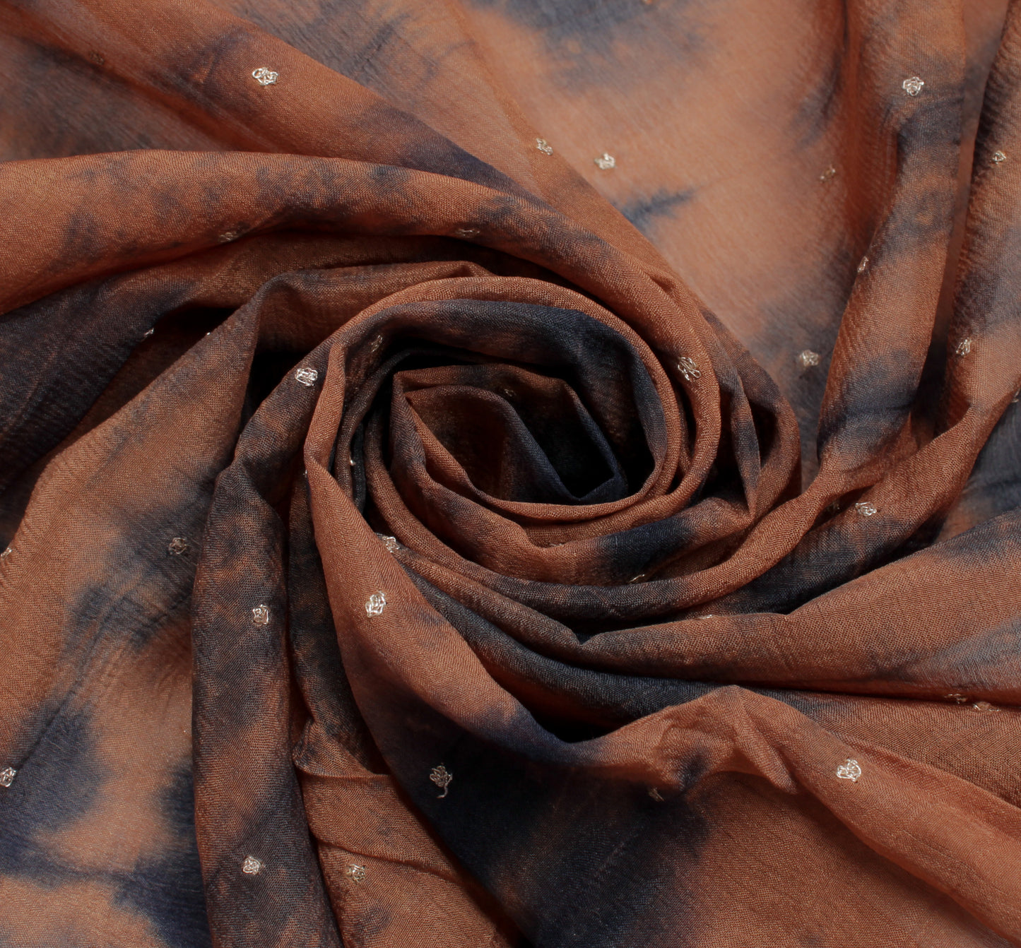 Sushila Vintage Indian Tie-Dye Dupatta Pure Chiffon Silk Embroidered Long Stole