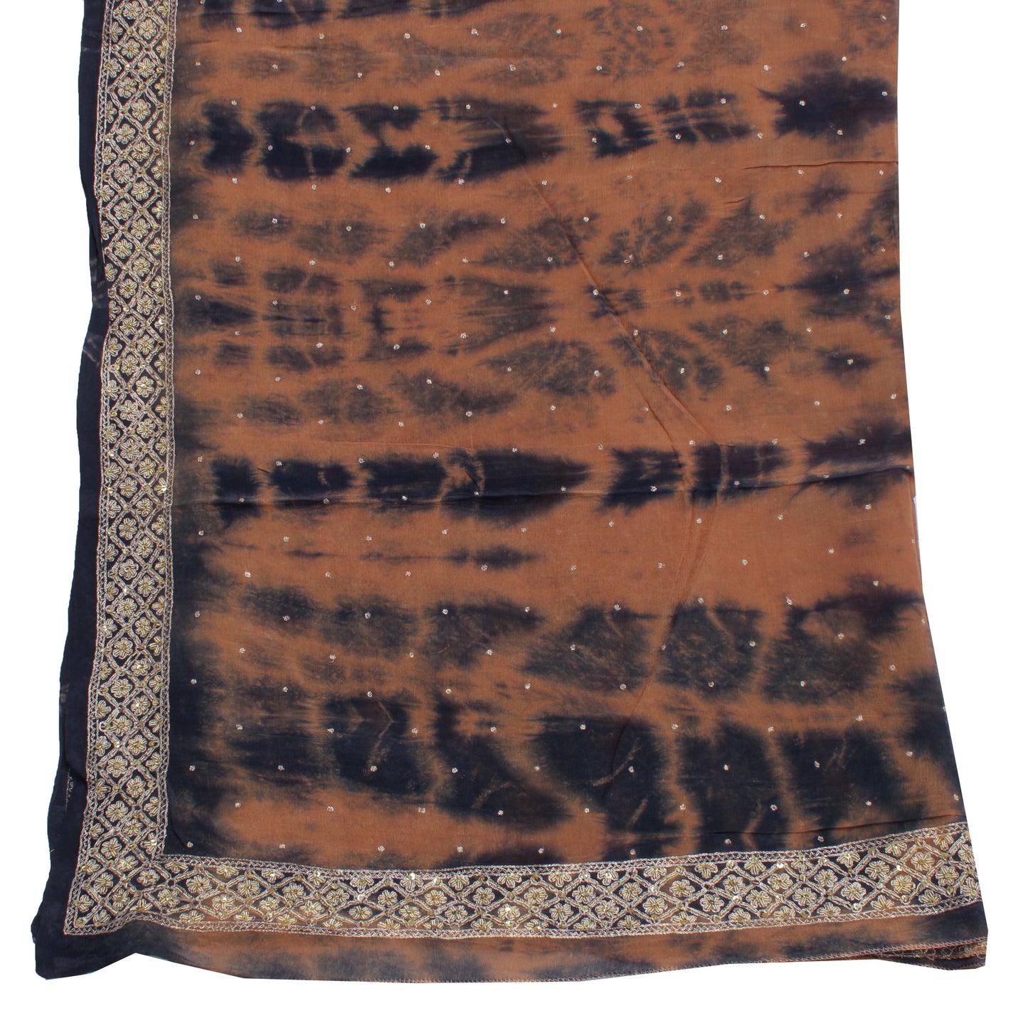 Sushila Vintage Indian Tie-Dye Dupatta Pure Chiffon Silk Embroidered Long Stole