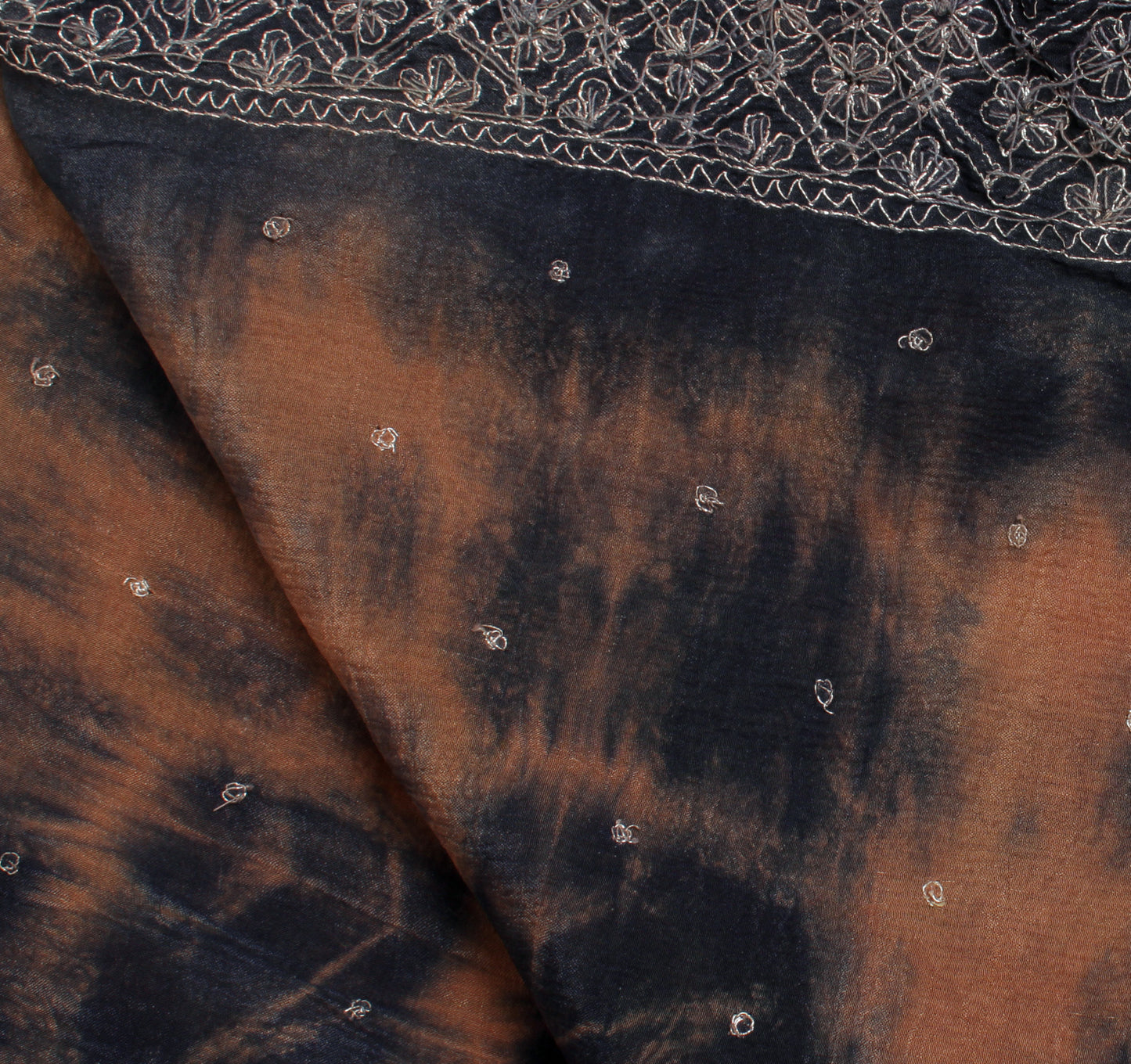 Sushila Vintage Indian Tie-Dye Dupatta Pure Chiffon Silk Embroidered Long Stole