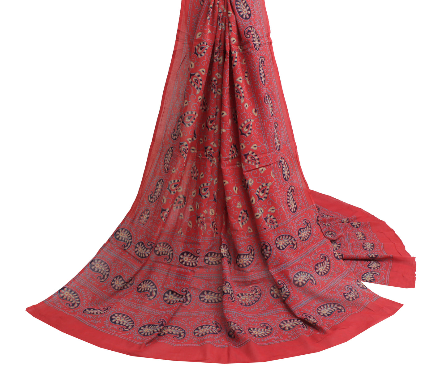 Sushila Vintage Indian Dupatta Pure Cotton Printed Long Stole Scarves Hijab