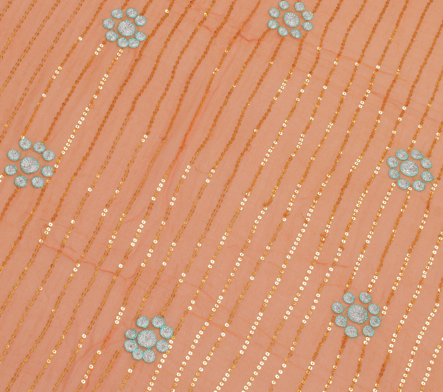 Sushila Vintage Rust Dupatta Pure Georgette Silk Sequins Embroidered Long Stole