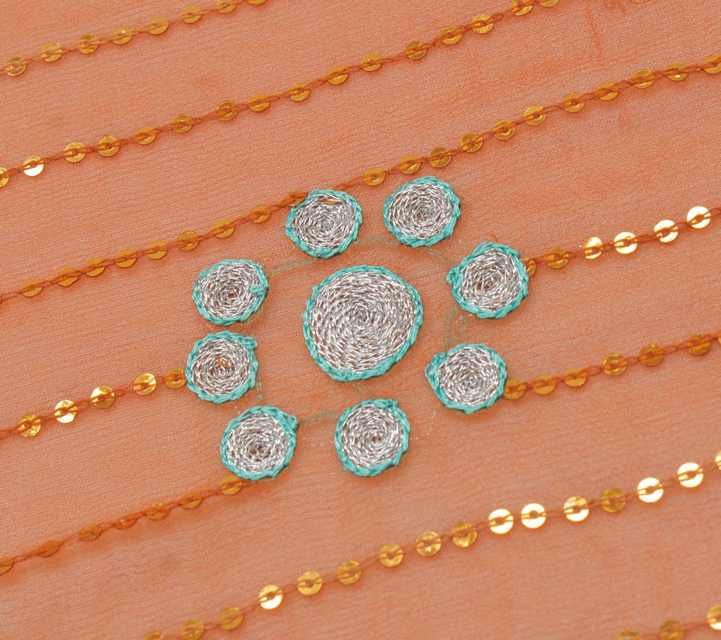 Sushila Vintage Rust Dupatta Pure Georgette Silk Sequins Embroidered Long Stole