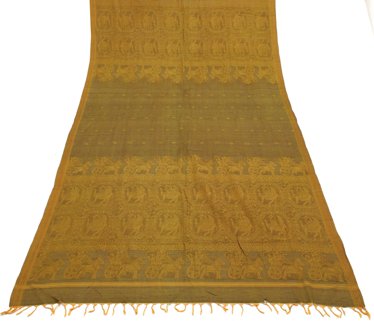 Sushila Vintage Green Indian Dupatta 100% Pure Cotton Woven Long Stole Hijab