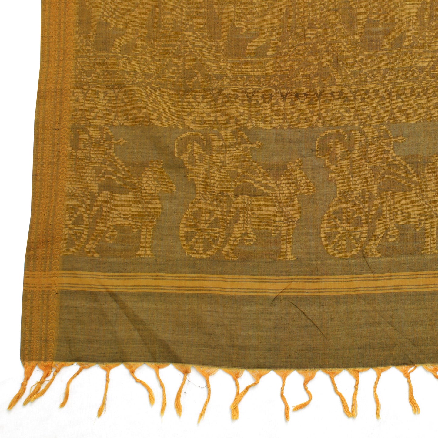 Sushila Vintage Green Indian Dupatta 100% Pure Cotton Woven Long Stole Hijab