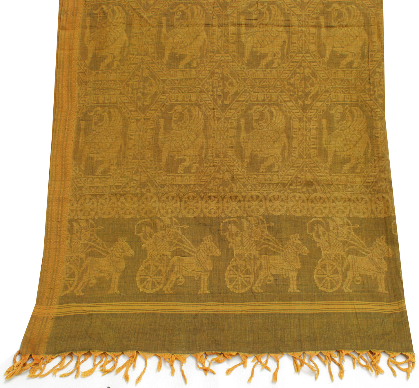 Sushila Vintage Green Indian Dupatta 100% Pure Cotton Woven Long Stole Hijab