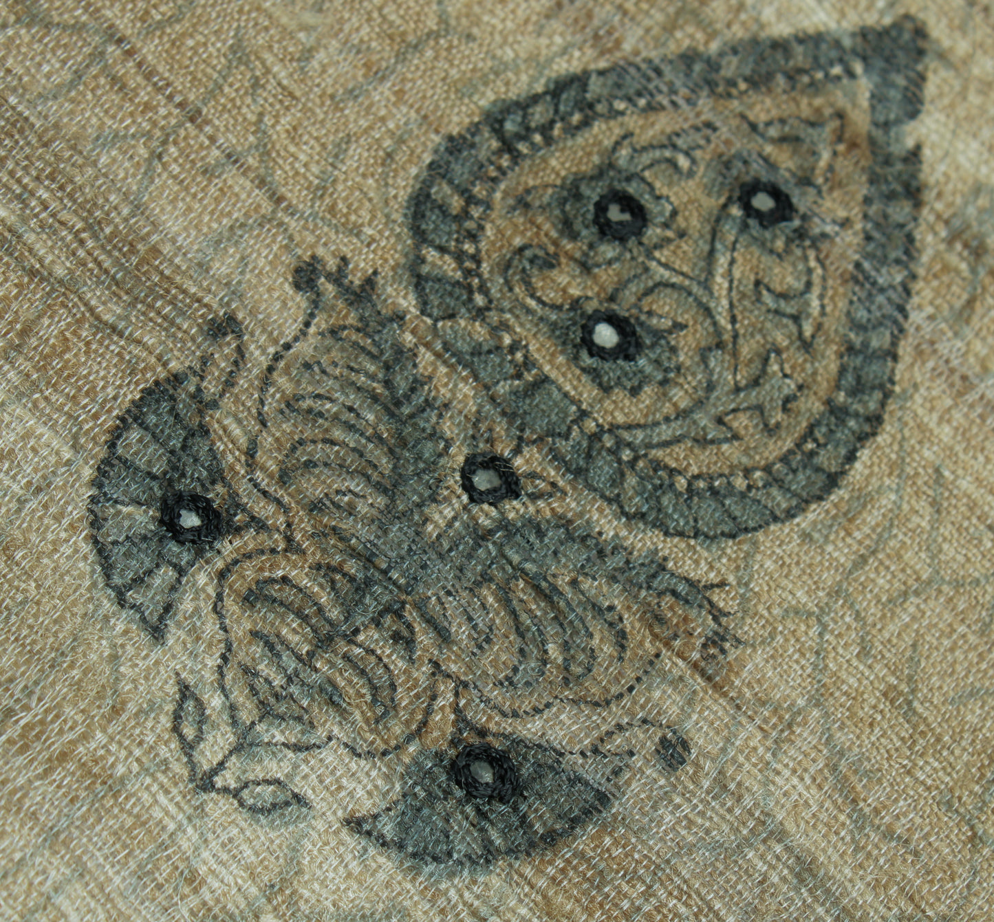 Sushila Vintage Cream Indian Dupatta 100% Pure Khadi Printed Long Stole Hijab