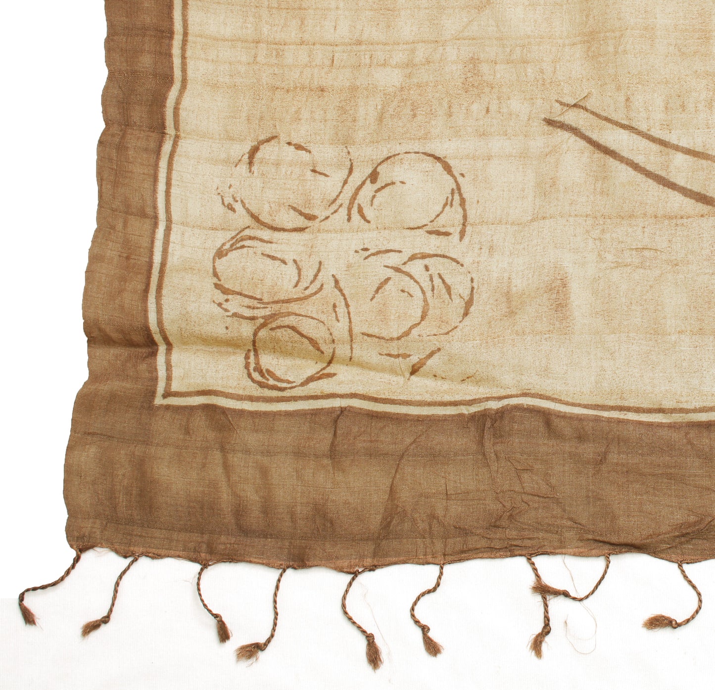 Sushila Vintage Cream Dupatta 100% Pure Silk Printed Long Stole Scarves Veil