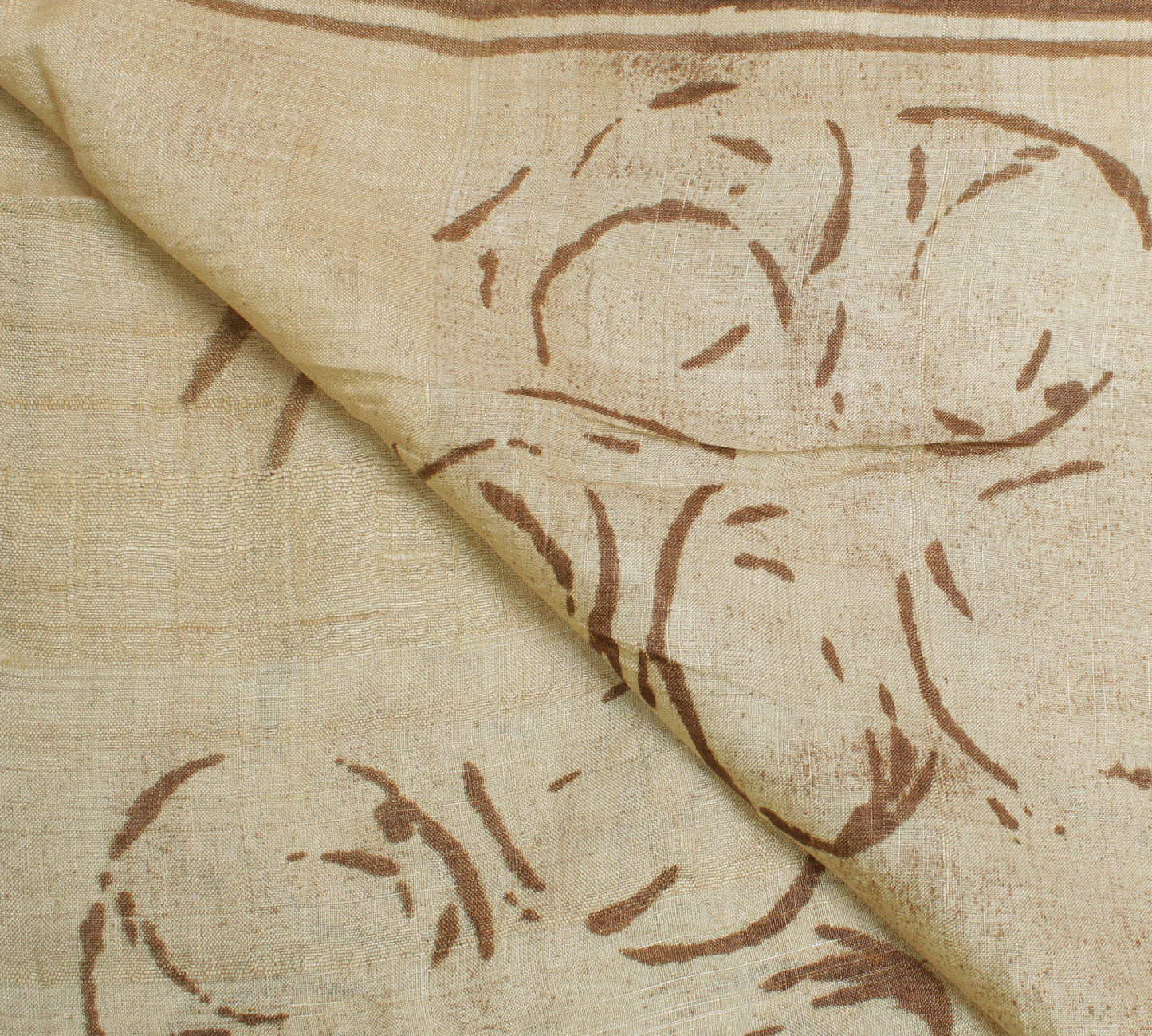 Sushila Vintage Cream Dupatta 100% Pure Silk Printed Long Stole Scarves Veil