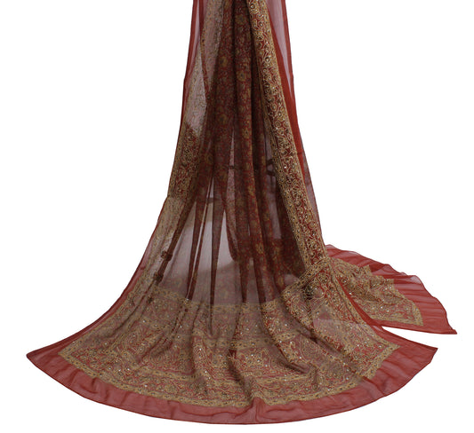 Sushila Vintage Indian  Dupatta Blend Georgette Silk Printed Long Stole Hijab