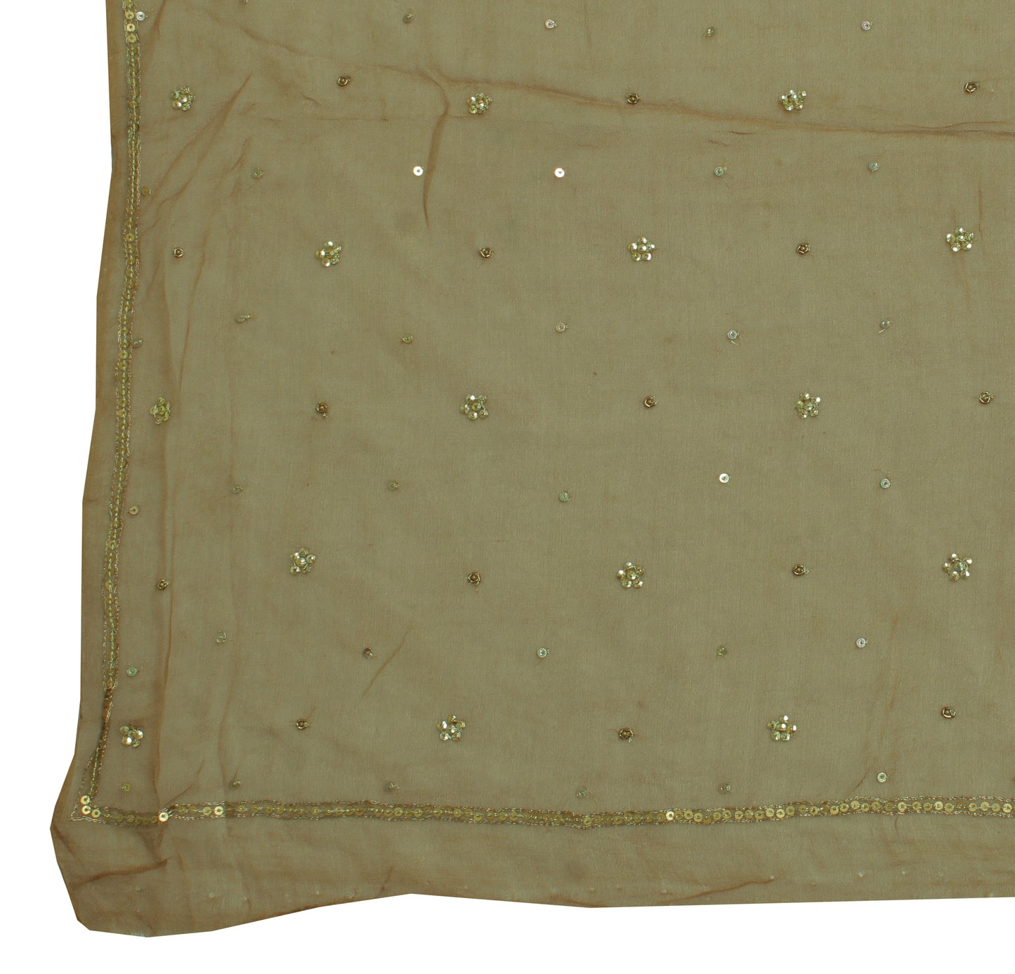 Sushila Vintage Indian Dupatta Pure Georgette Sequins Embroidered Long Stole