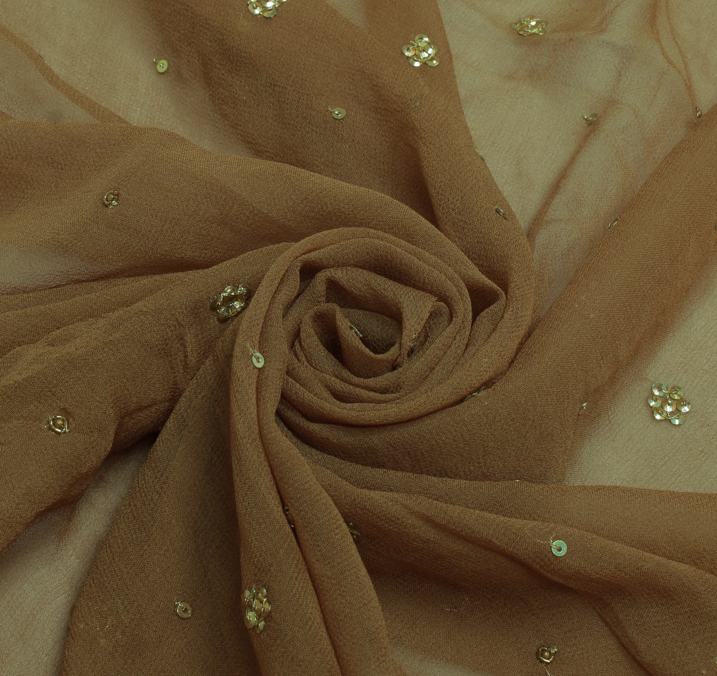 Sushila Vintage Indian Dupatta Pure Georgette Sequins Embroidered Long Stole