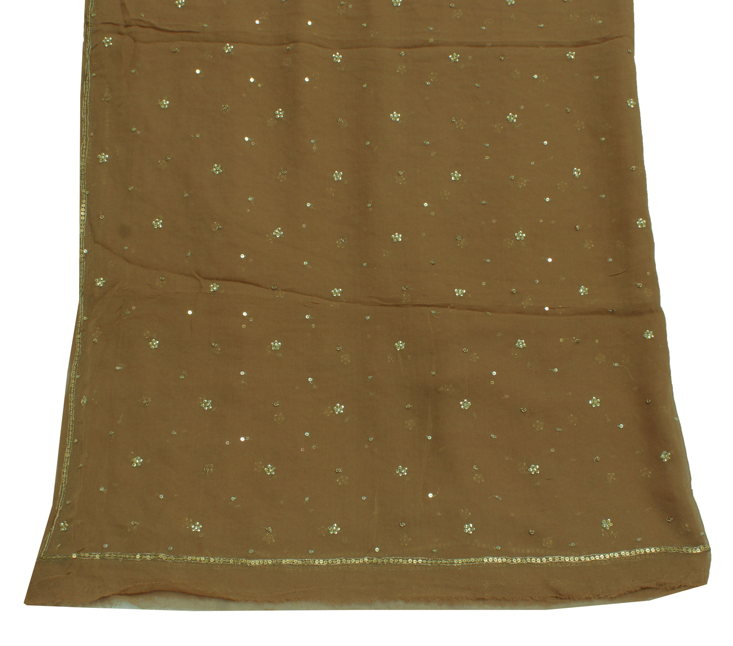 Sushila Vintage Indian Dupatta Pure Georgette Sequins Embroidered Long Stole