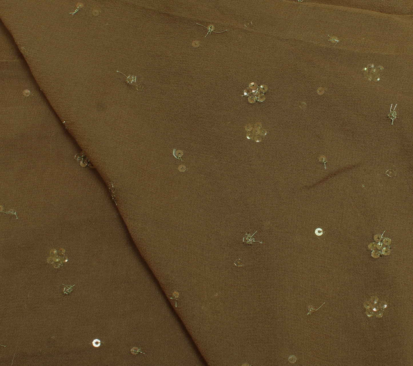 Sushila Vintage Indian Dupatta Pure Georgette Sequins Embroidered Long Stole