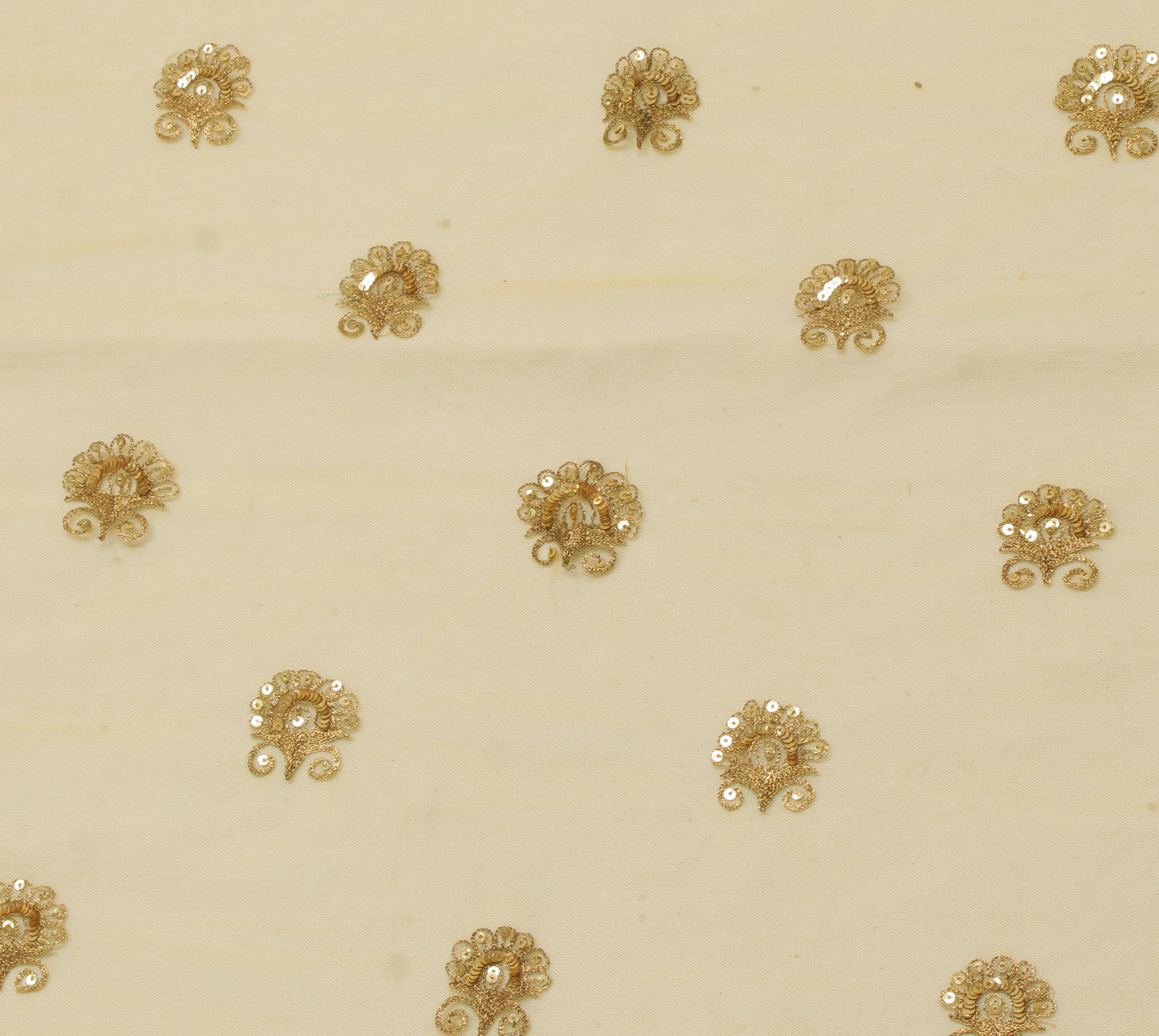 Sushila Vintage Yellow Dupatta Net Mesh Zari Embroidered Long Stole Scarves