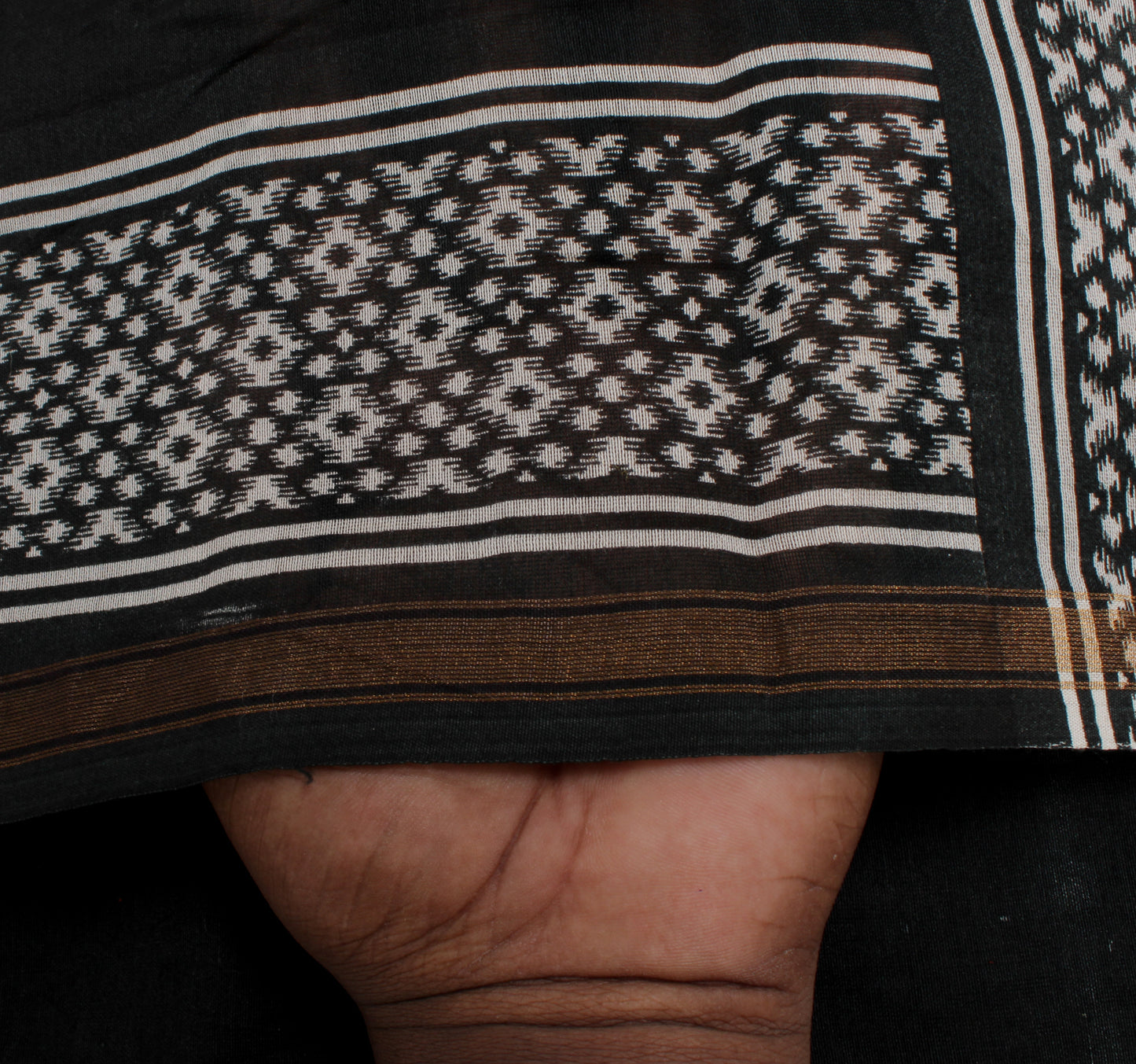 Sushila Vintage Black Indian Dupatta Pure Cotton Printed Long Stole Scarves