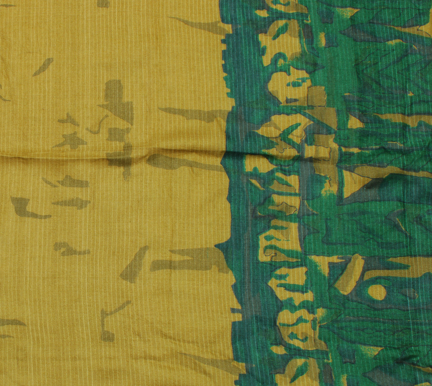 Sushila Vintage Green Indian Dupatta 100% Pure Silk Printed Long Stole Hijab