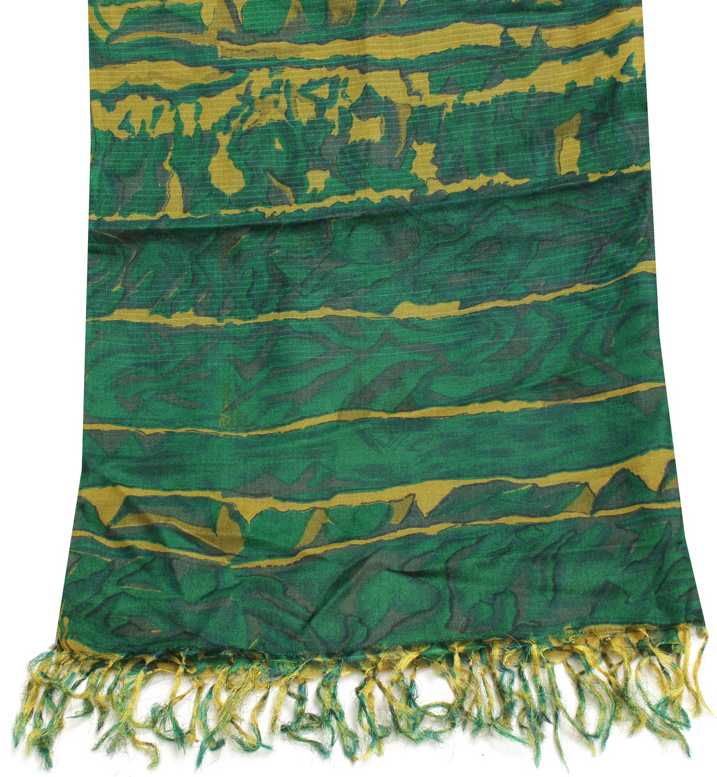 Sushila Vintage Green Indian Dupatta 100% Pure Silk Printed Long Stole Hijab