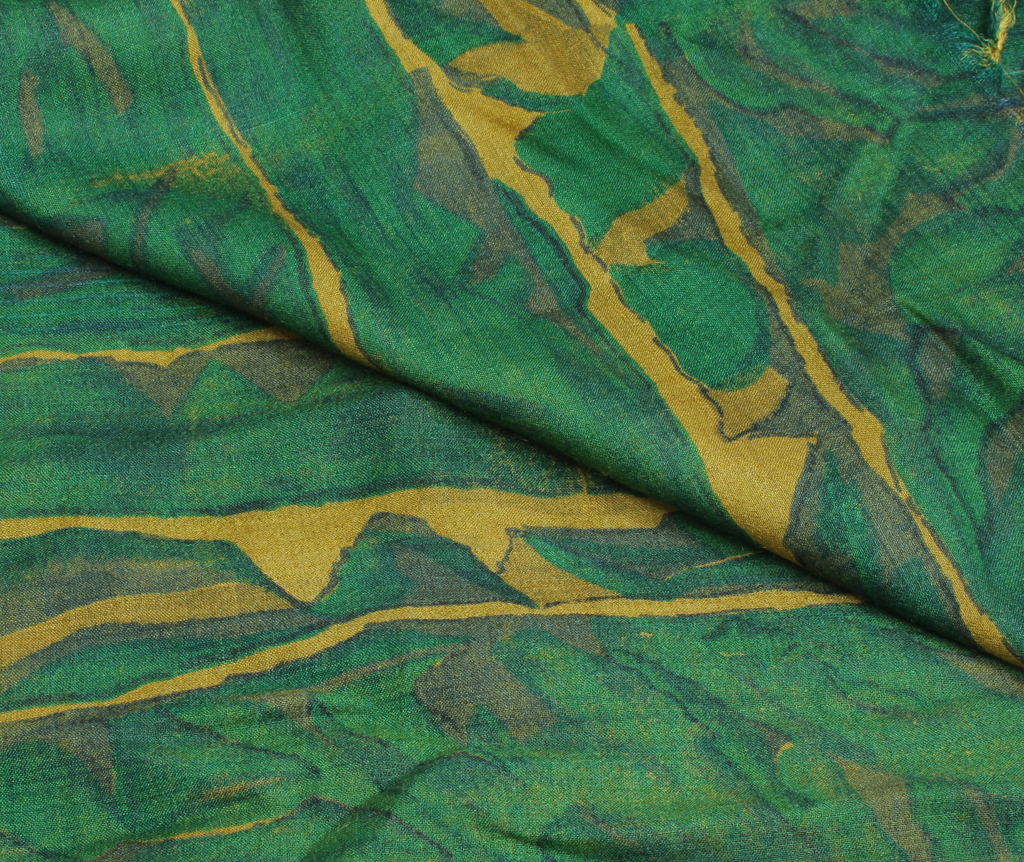 Sushila Vintage Green Indian Dupatta 100% Pure Silk Printed Long Stole Hijab
