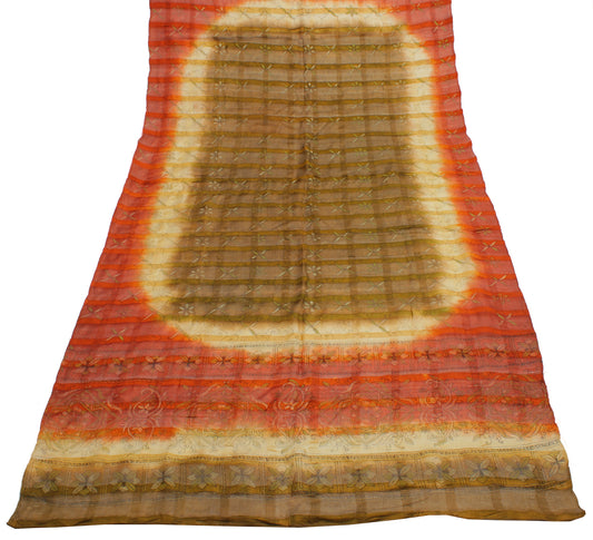 Sushila Vintage Multi-Color Dupatta 100% Pure Silk Printed Long Stole Wrap Veil
