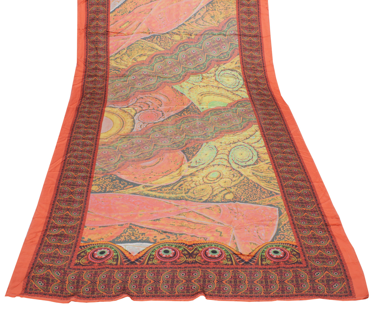 Sushila Vintage Indian Dupatta Pure Satin Silk Printed Long Stole Wrap Scarves