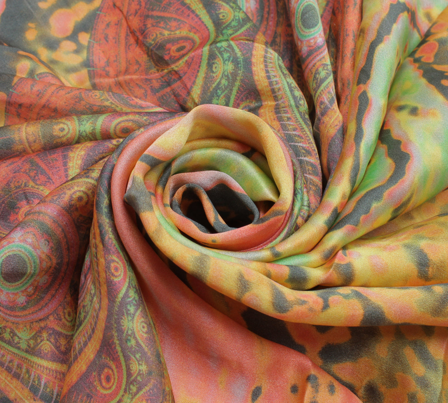 Sushila Vintage Indian Dupatta Pure Satin Silk Printed Long Stole Wrap Scarves