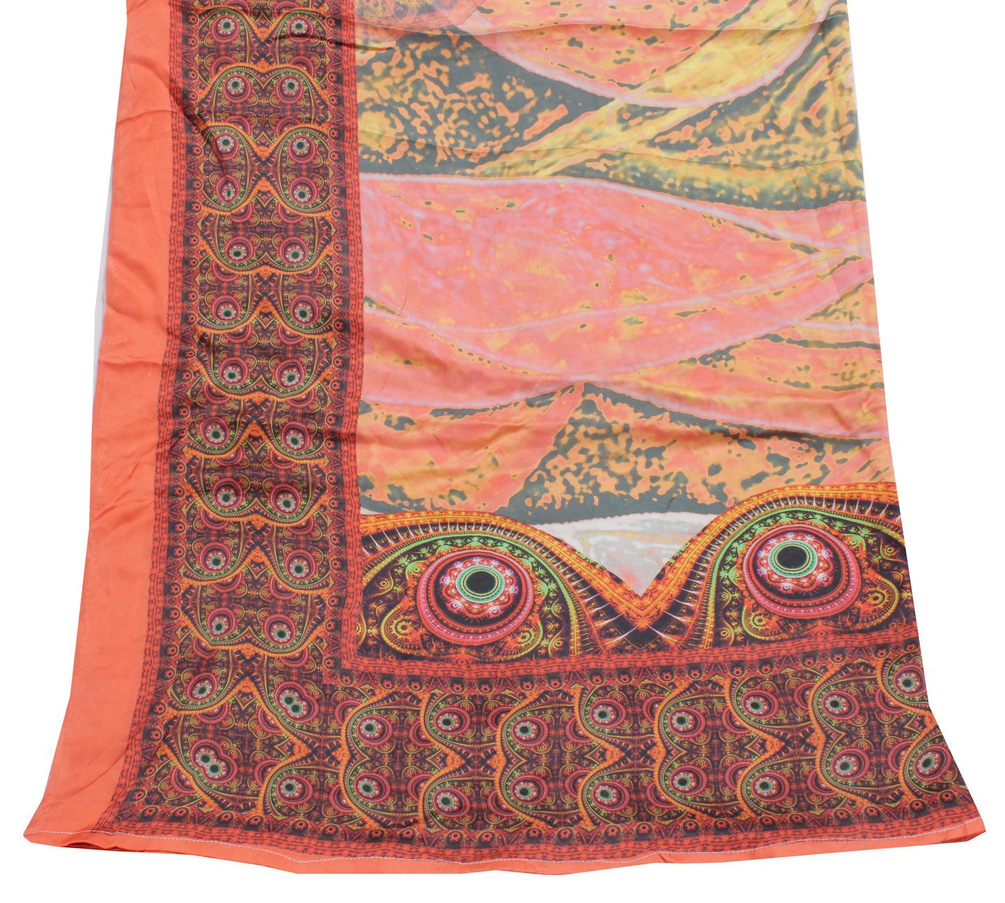 Sushila Vintage Indian Dupatta Pure Satin Silk Printed Long Stole Wrap Scarves