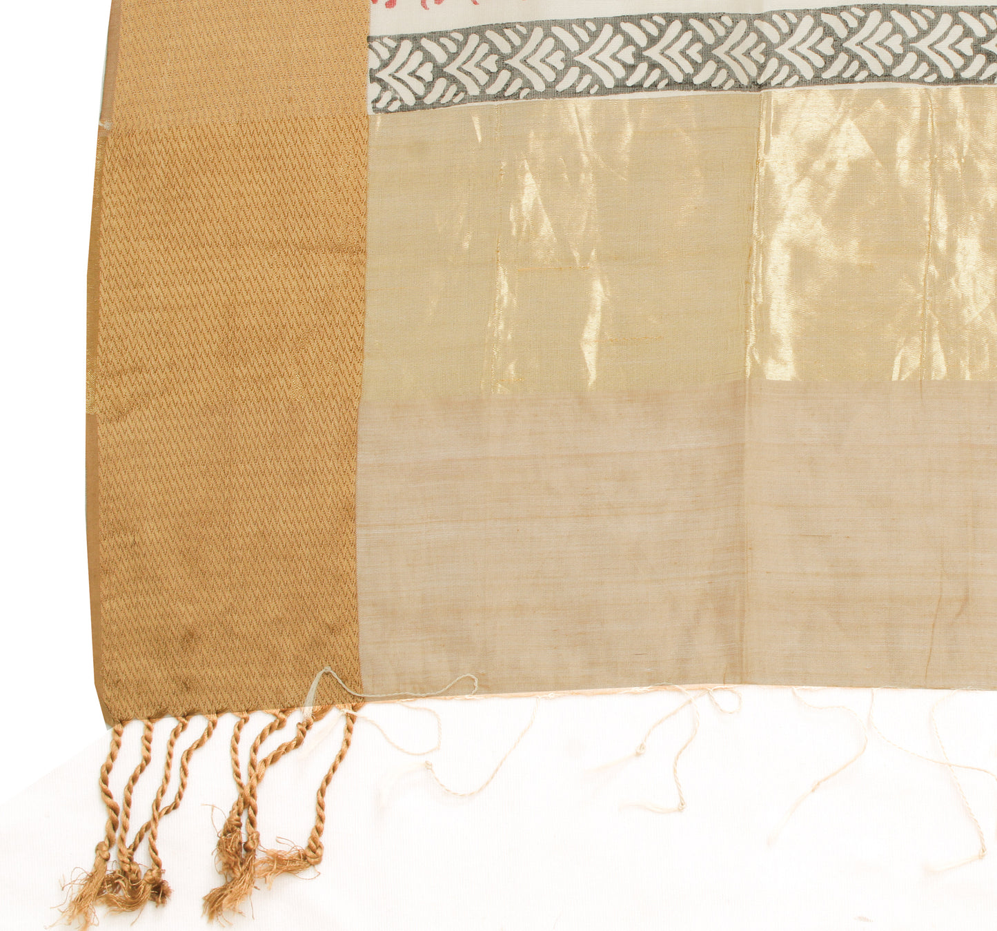Sushila Vintage Cream Indian Dupatta Pure Cotton Printed Long Stole Scarves