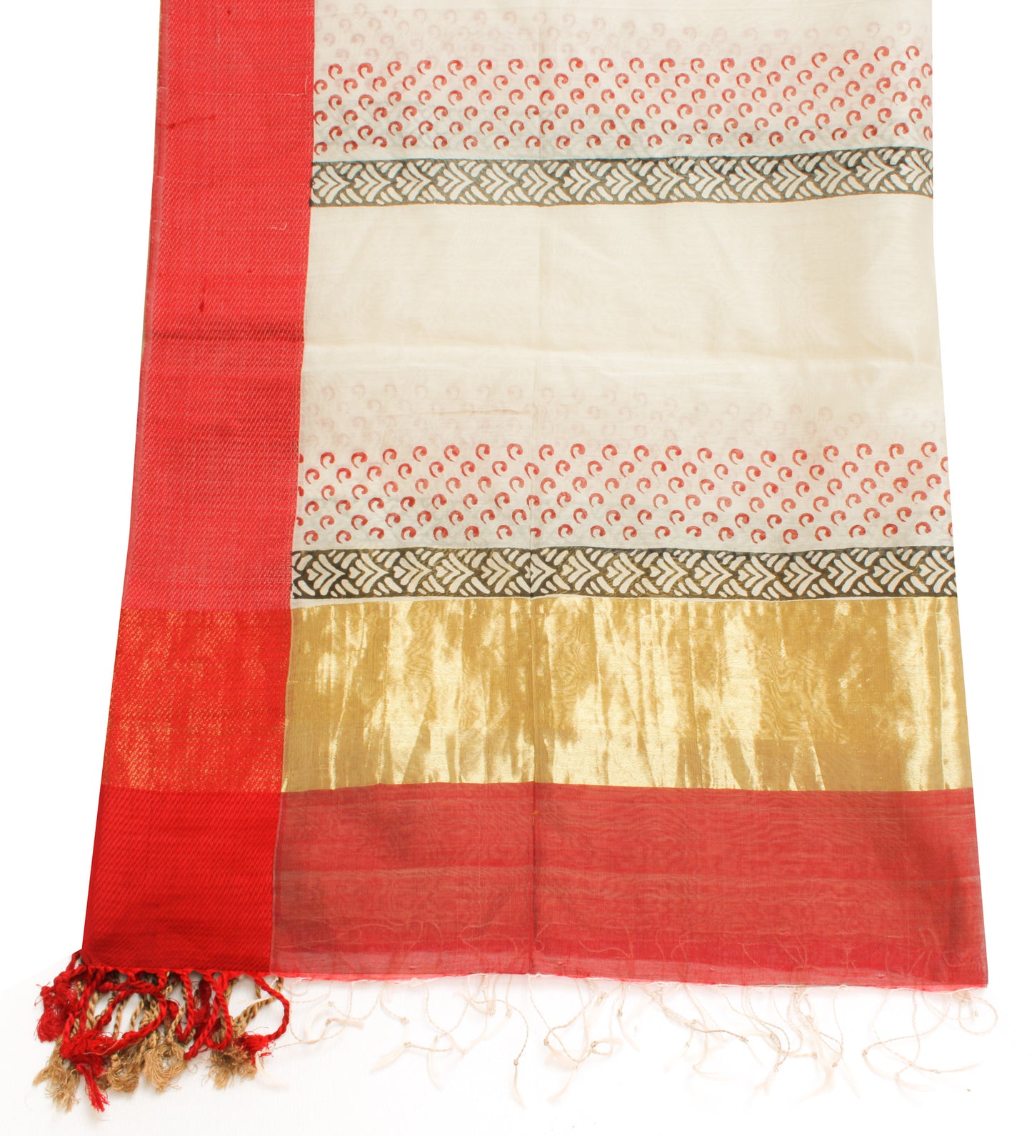 Sushila Vintage Cream Indian Dupatta Pure Cotton Printed Long Stole Scarves