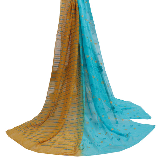 Sushila Vintage Indian Dupatta Pure Georgette Sequins Embroidered Long Stole