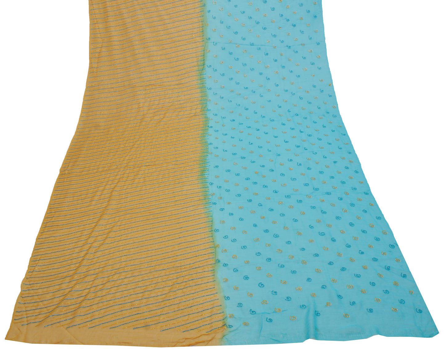 Sushila Vintage Indian Dupatta Pure Georgette Sequins Embroidered Long Stole