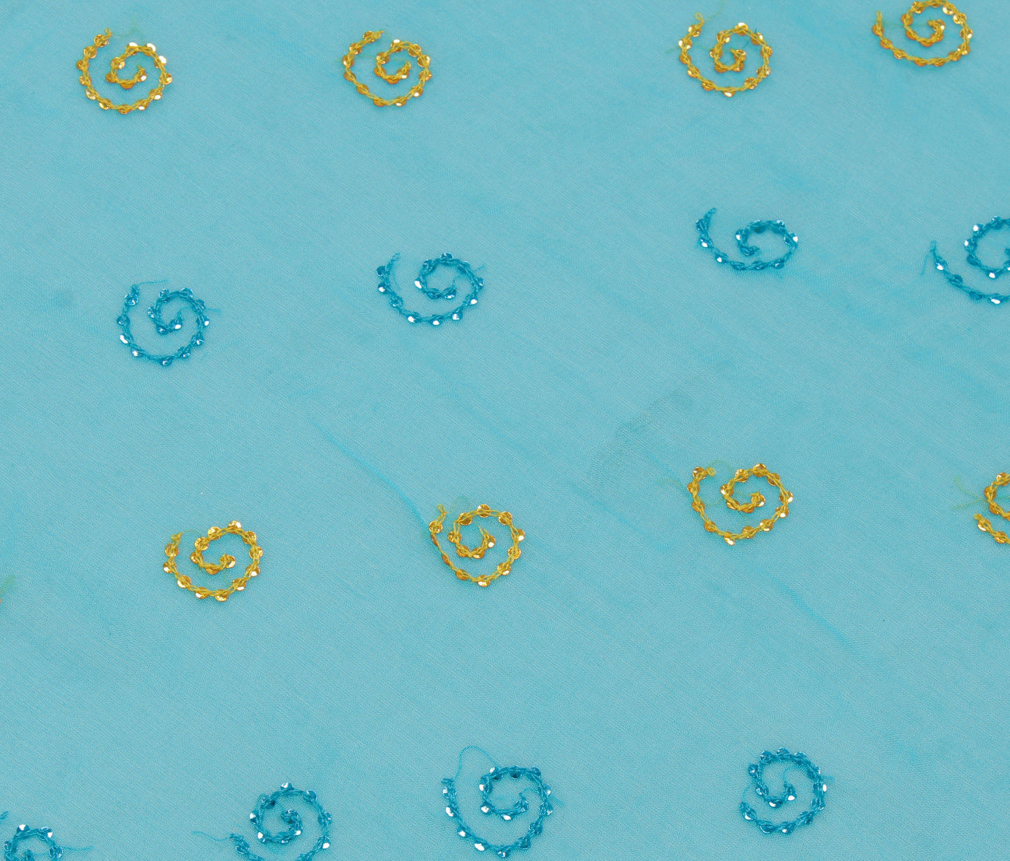 Sushila Vintage Indian Dupatta Pure Georgette Sequins Embroidered Long Stole