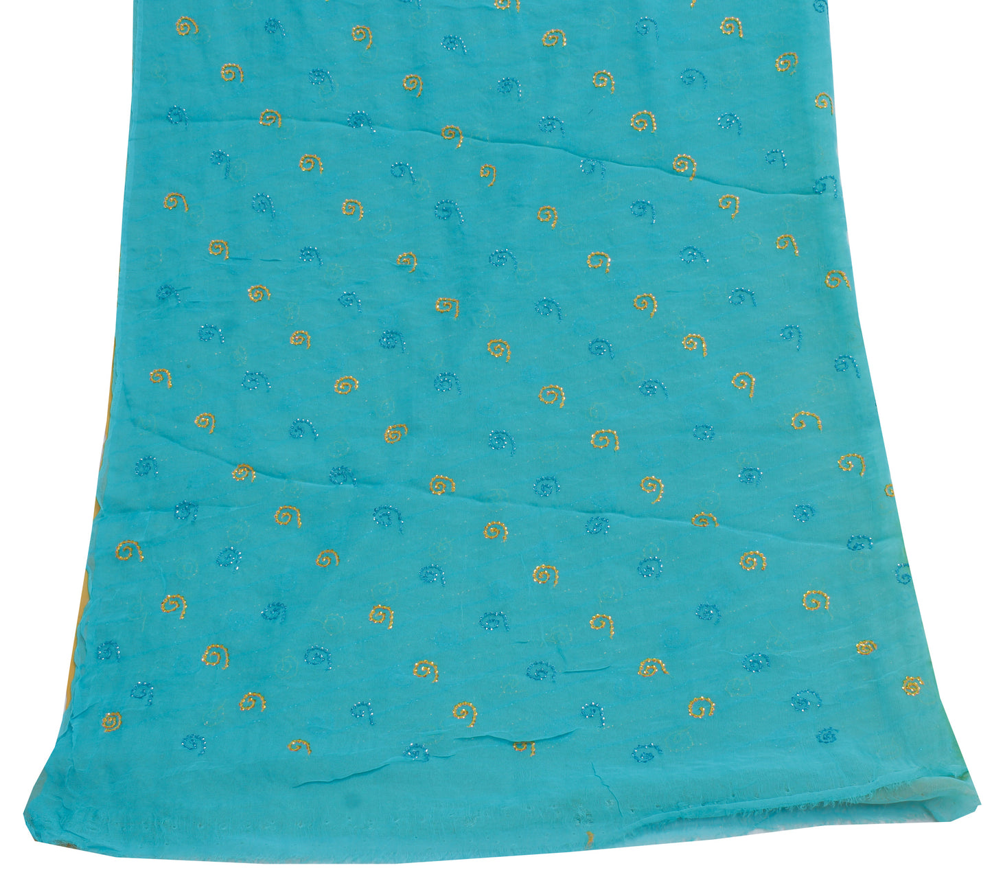 Sushila Vintage Indian Dupatta Pure Georgette Sequins Embroidered Long Stole