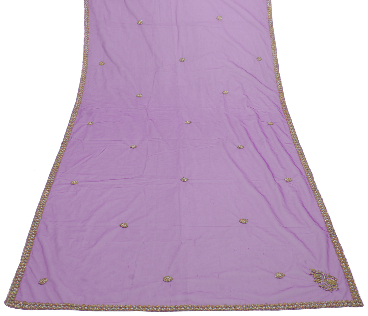 Sushila Vintage Purple Indian Dupatta Net Mesh Hand Beaded Long Stole Scarves