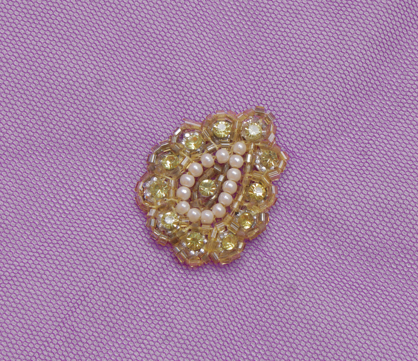 Sushila Vintage Purple Indian Dupatta Net Mesh Hand Beaded Long Stole Scarves