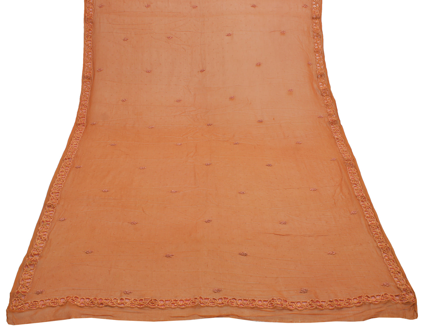 Sushila Vintage Brown Dupatta Pure Chiffon Silk Hand Beaded Zardozi Long Stole
