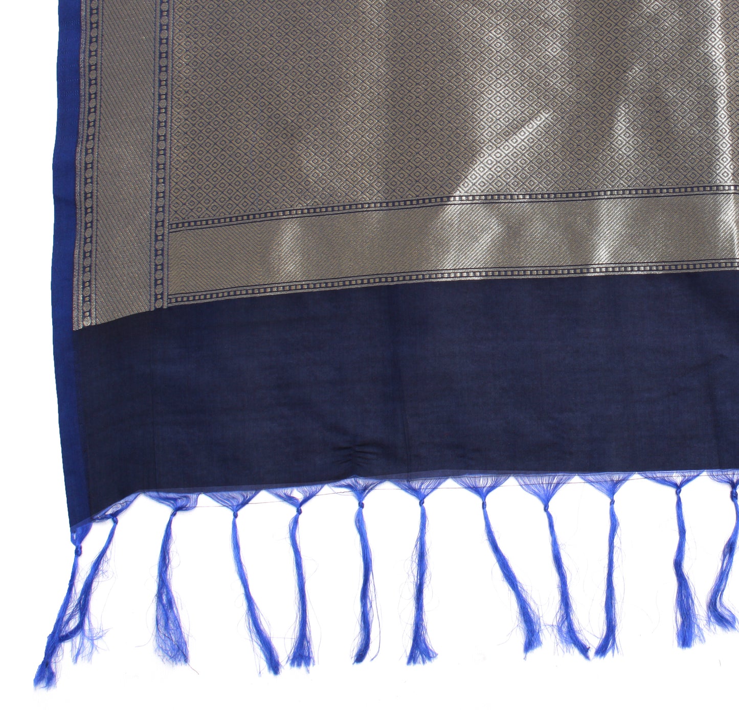 Sushila Vintage Blue Indian Dupatta Blend Silk Zari Woven Long Stole Scarves