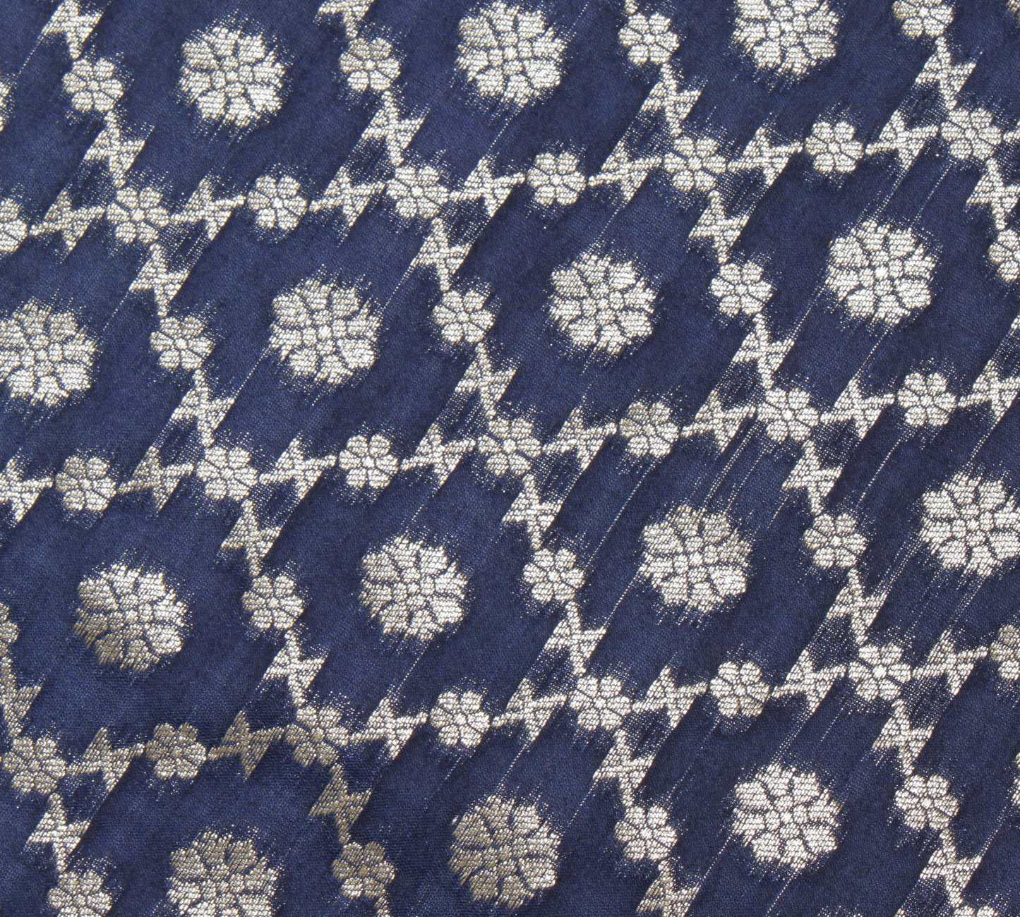 Sushila Vintage Blue Indian Dupatta Blend Silk Zari Woven Long Stole Scarves