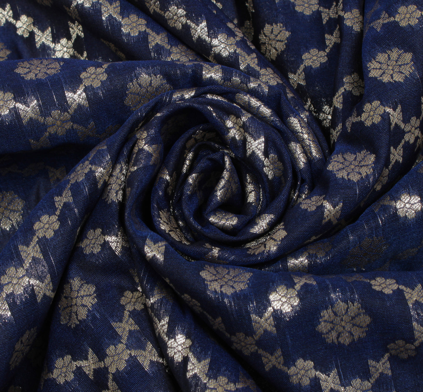 Sushila Vintage Blue Indian Dupatta Blend Silk Zari Woven Long Stole Scarves