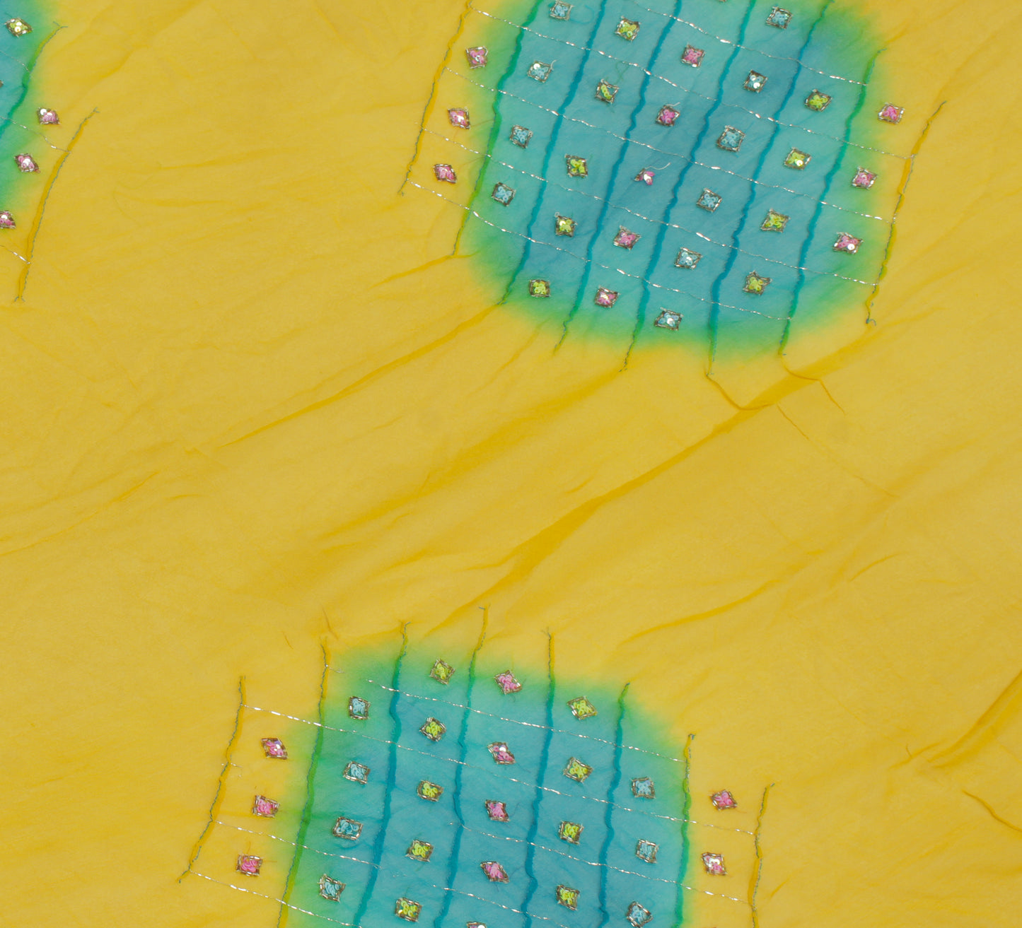 Sushila Vintage Yellow Dupatta Pure Georgette Silk Embroidered Long Stole Veil