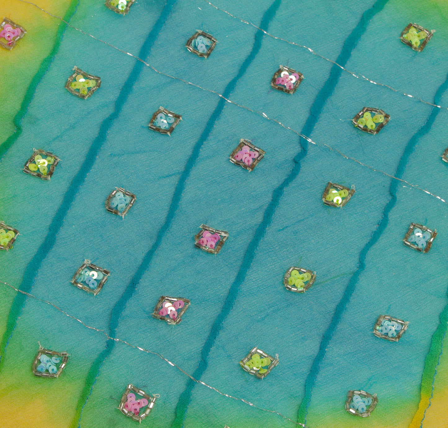 Sushila Vintage Yellow Dupatta Pure Georgette Silk Embroidered Long Stole Veil