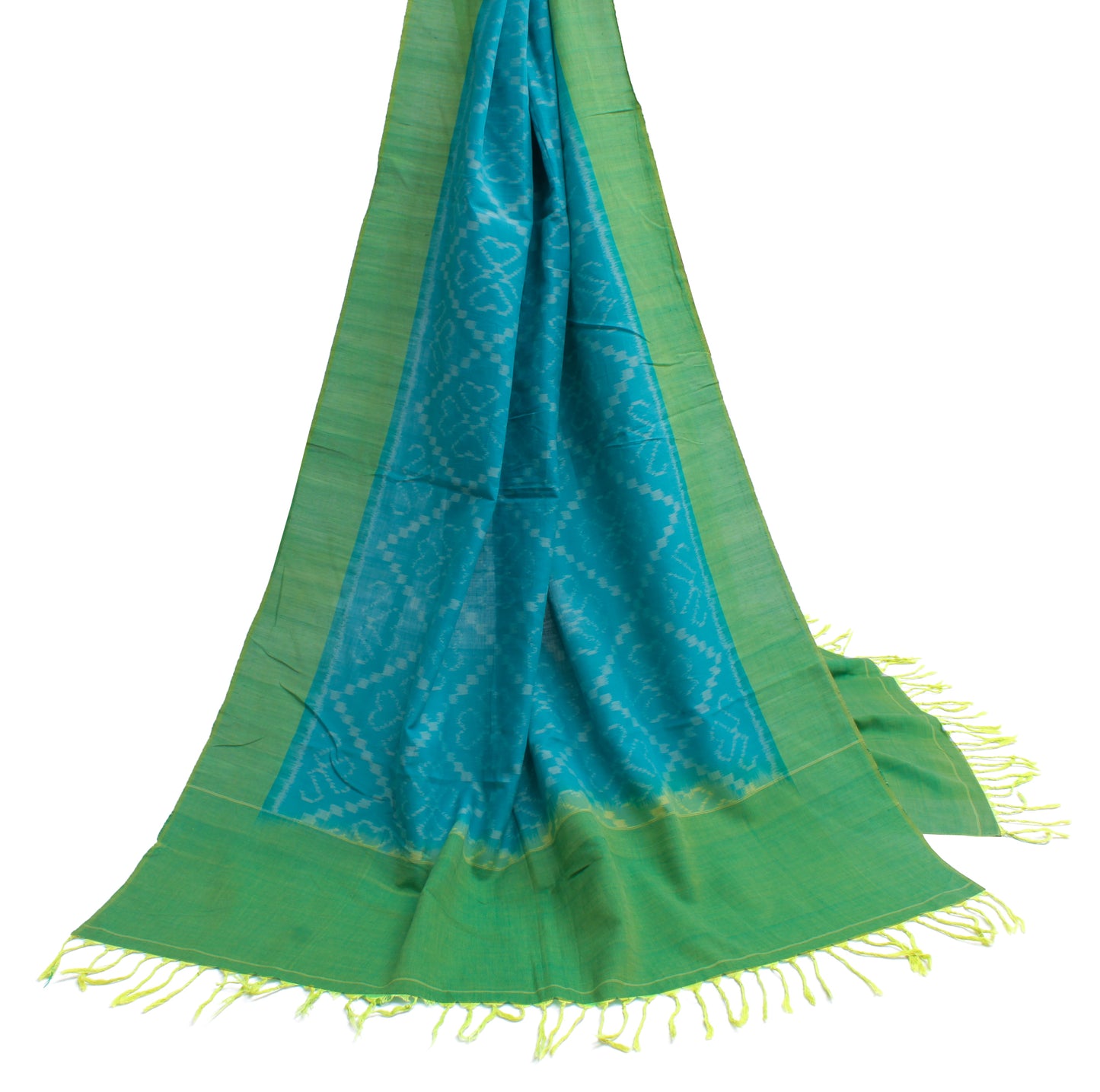 Sushila Vintage Blue Indian Dupatta 100% Pure Cotton Woven Long Stole Hijab