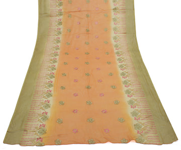 Sushila Vintage Orange Dupatta Pure Chiffon Silk Embroidered Long Stole Scarves