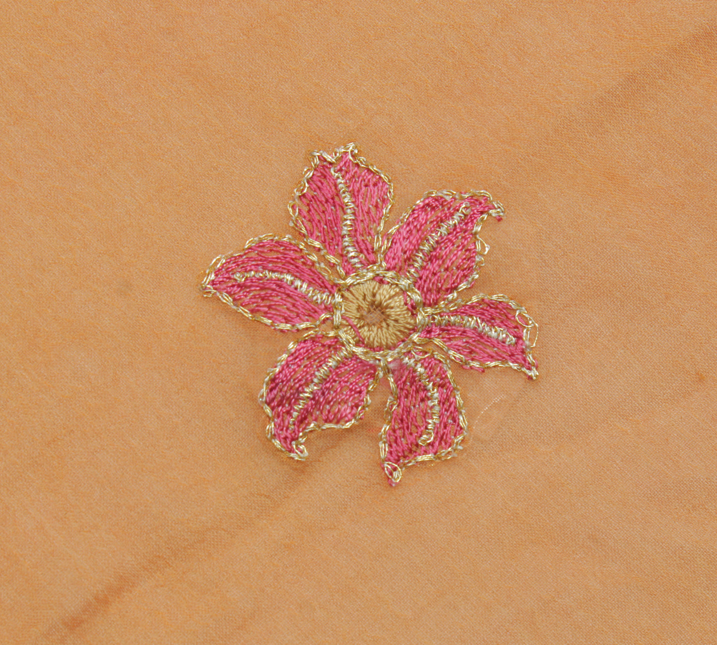 Sushila Vintage Orange Dupatta Pure Chiffon Silk Embroidered Long Stole Scarves