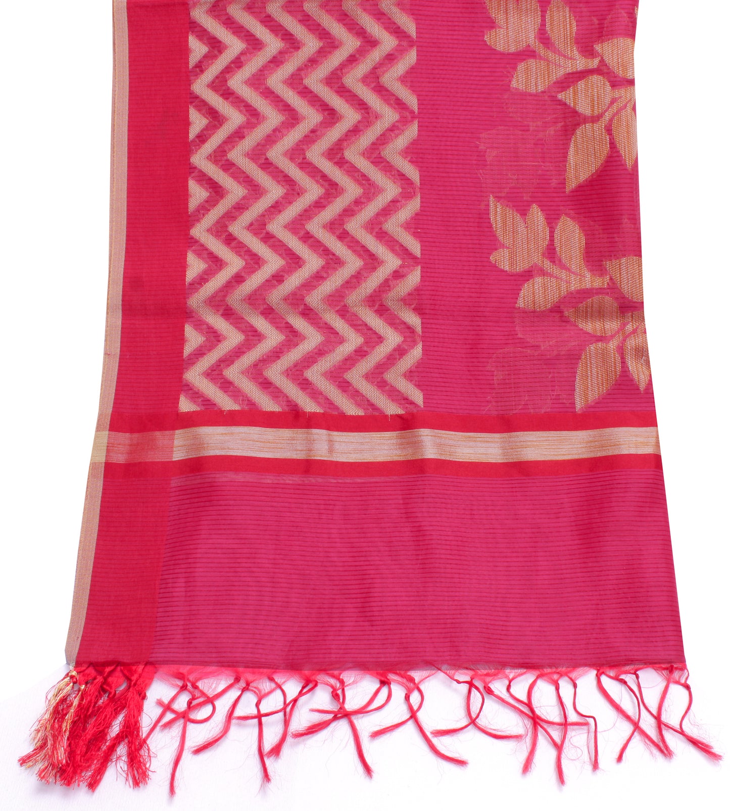Sushila Vintage Dark Pink Dupatta Blend Silk Woven Long Stole Wrap Scarves
