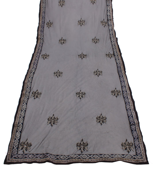 Sushila Vintage Black Indian Dupatta Net Mesh Hand Beaded Long Stole Scarves